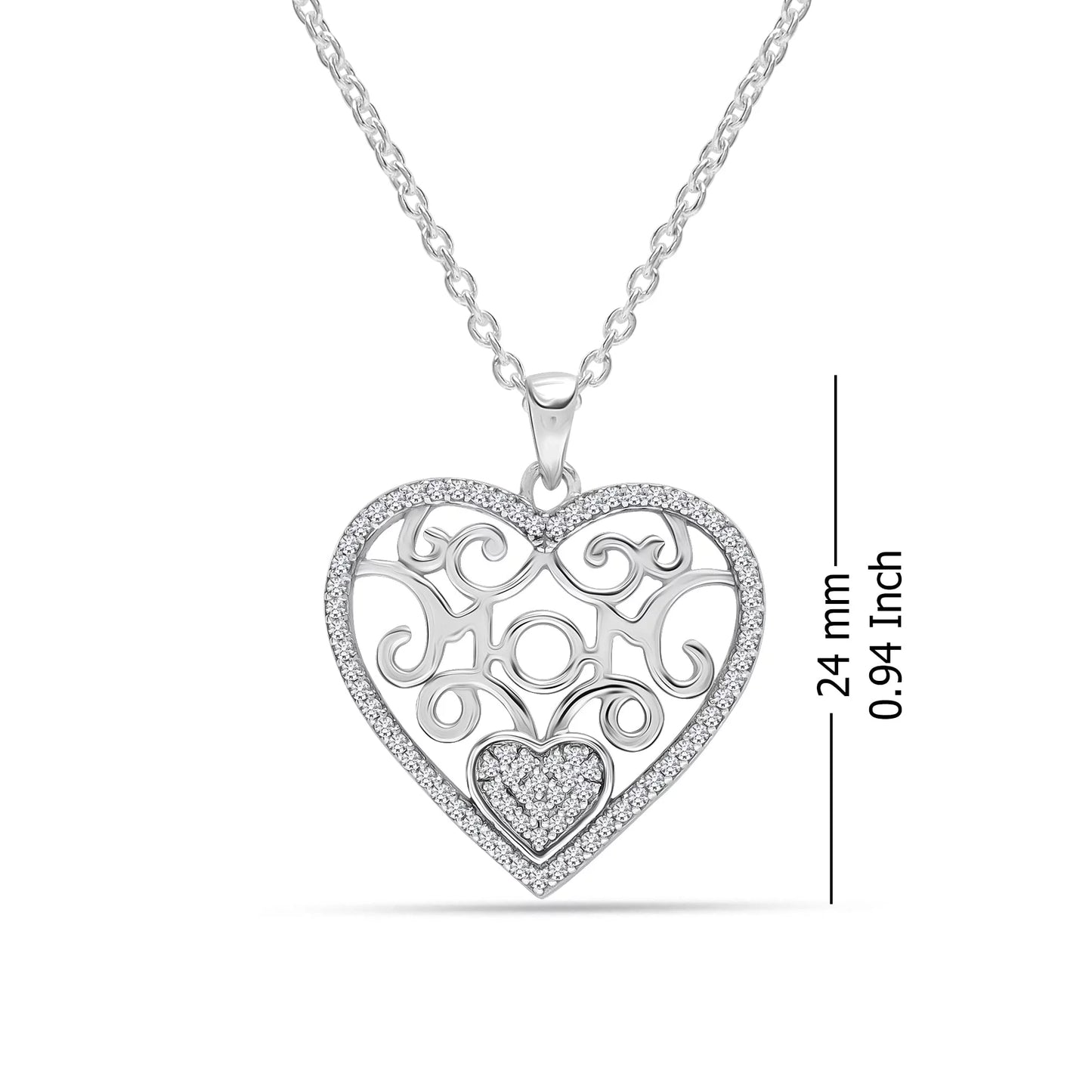 925 Sterling Silver Light-Weight Open Heart Pendant Necklace Jewelry Gifts for Her Women and Teen Girls 18" Inch