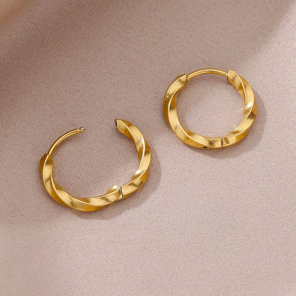 U Shape Hoop Earrings for Women Smooth Gold Plated Stainless Steel Earrings Female Classic Statement Wedding Ear Jewelry Aretes