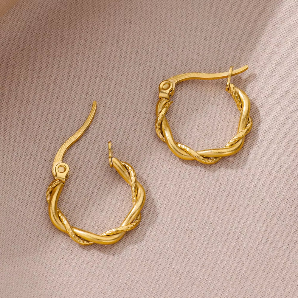 U Shape Hoop Earrings for Women Smooth Gold Plated Stainless Steel Earrings Female Classic Statement Wedding Ear Jewelry Aretes